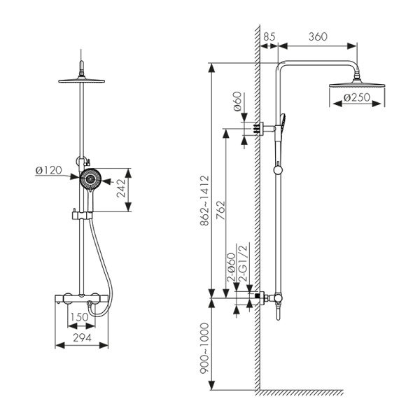 Душевая система с термостатом Kaiser Serio 05577-4 белая матовая фото