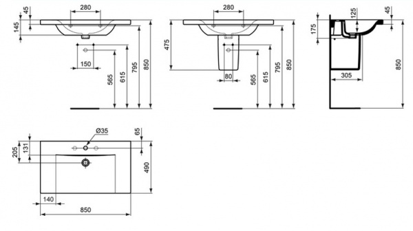 Раковина-столешница Ideal Standard Connect E812701 85 см фото