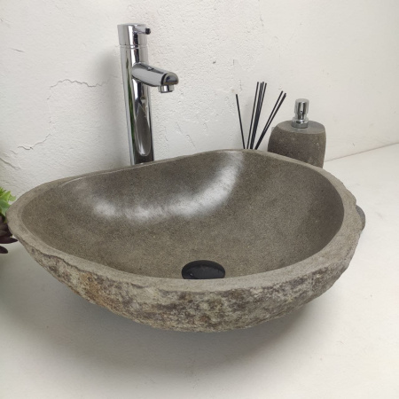 Накладная раковина из речного камня RS01380 (48*39*15) фото