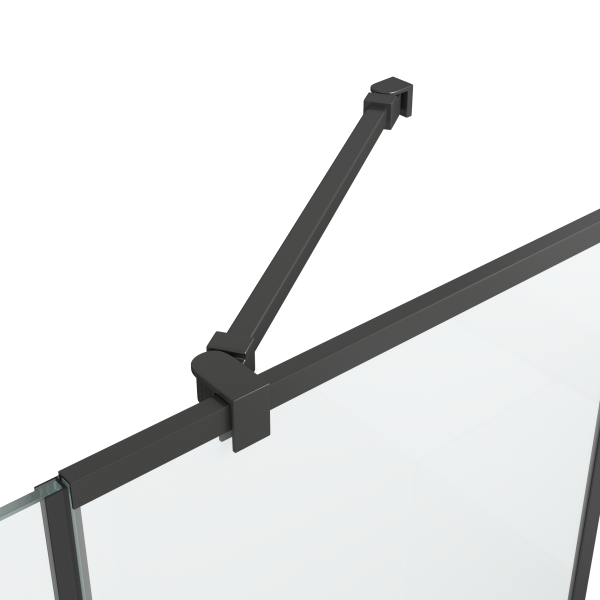 Стеклянная шторка на ванну распашная D&K Matrix DG1109025 90 см черная матовая прозрачное стекло фото