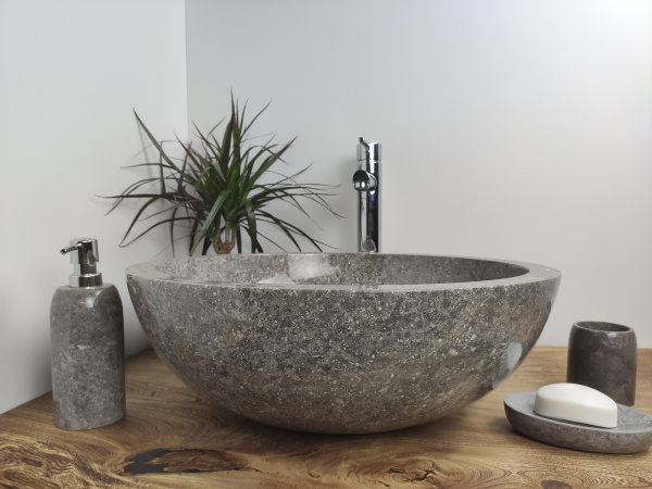 Накладная раковина из мрамора Bowl Grey Big BM-00023 (50*50*17см) фото