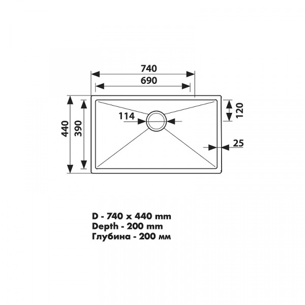 Мойка кухонная Kaiser KSM-7445 Black Grafit фото