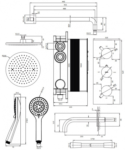 Душевая система для скрытого монтажа Omnires Y SYSYS02XCR фото