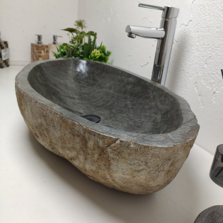 Накладная раковина из речного камня RS01315 (74*38*16) фото
