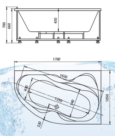 Акриловая ванна Aquatek Вега без гидромассажа 170x105 R с фр. экраном фото
