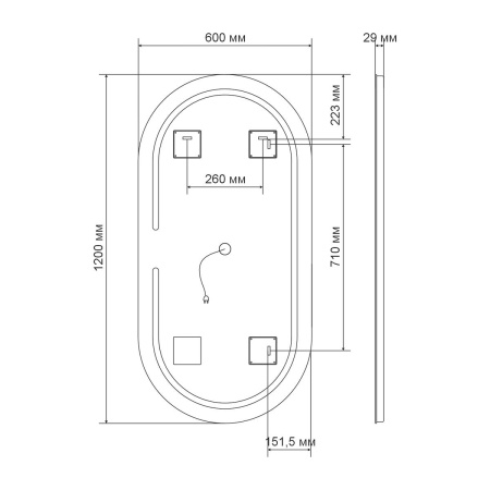 Зеркало Vincea VLM-2K120 60 см фото