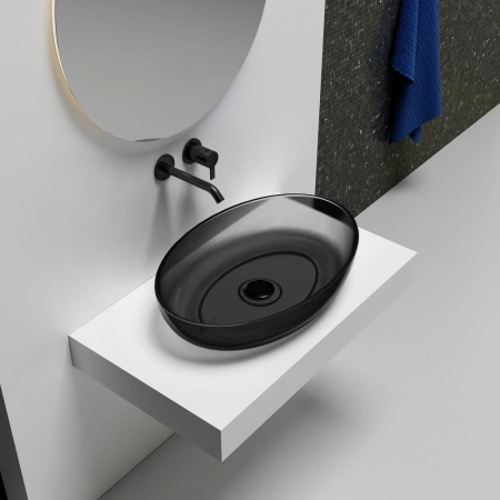 Накладная раковина Abber Kristall AT2801Onyx 60x40 черная фото