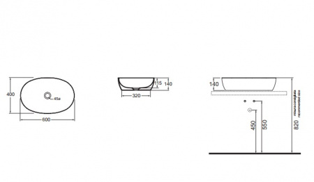 Накладная раковина Azzurra Elegance ECI60 bi*0 60 см фото