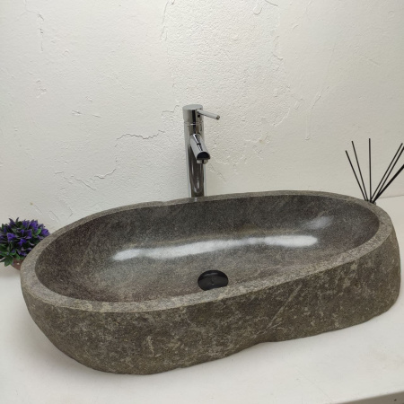 Накладная раковина из речного камня RS01188 (75*37*15) фото