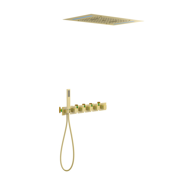 Душевая система встроенная с термостатом Timo Petruma SX-5229/17SM матовое золото фото