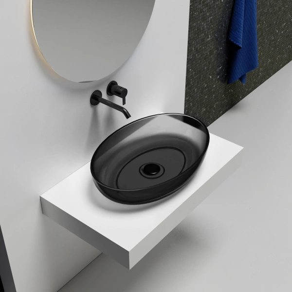 Накладная раковина Abber Kristall AT2801Onyx 60x40 черная фото