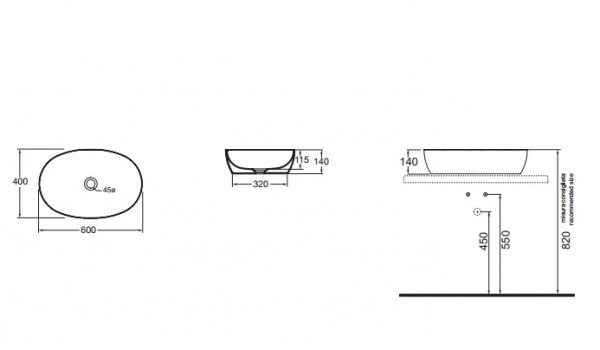 Накладная раковина Azzurra Elegance ECI60 bi*0 60 см фото
