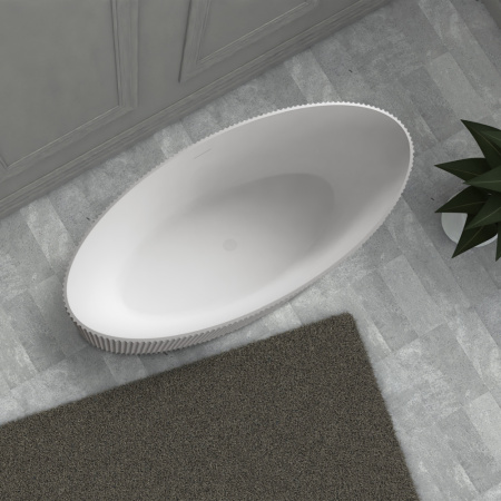 Ванна из искусственого камня Abber Stein AS9627 180x85 белая матовая фото