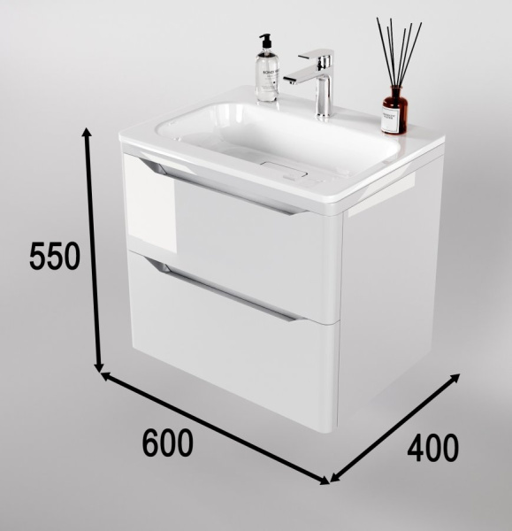 Тумба под раковину Style Line Марелла 60 Люкс Plus СС-00002405 белый глянец антискрейтч фото
