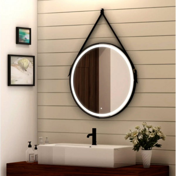 Зеркало с подсветкой Art&Max Milan AM-Mil-800-DS-F-Nero 80 см фото