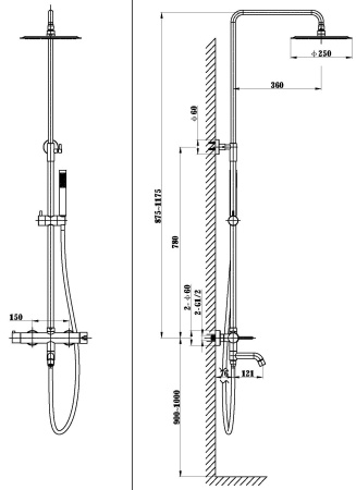 Душевая система Vincea Villa VSFS-1VL1MB черная матовая фото