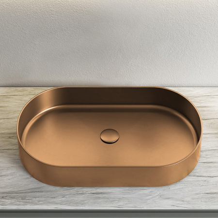 Накладная раковина из нержавеющей стали AltroBagno Eterno 001027RaSp матовая медь фото