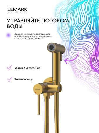 Гигиенический душ со смесителем Lemark Kalina LMF-2118S-BRG брашированное золото фото
