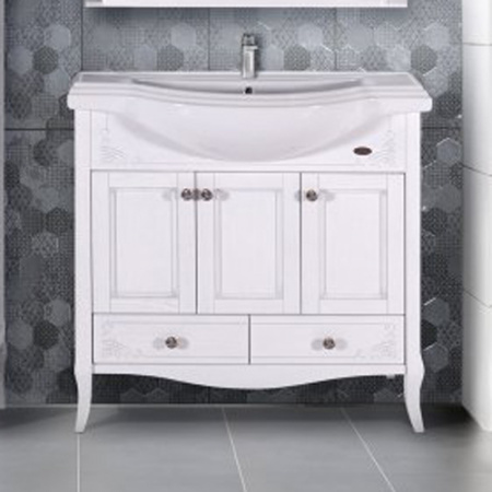 Тумба с раковиной ASB-Woodline Салерно 80 9696 белая фото