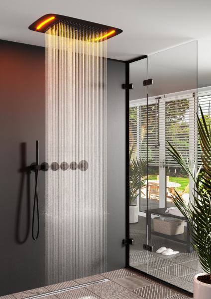 Душевая система встроенная с термостатом Timo Saona SX-2319/03SM черная матовая фото