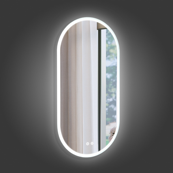 Овальное зеркало со светодиодной подсветкой Comforty Опал 00-00022682CF 42x84 контактный сенсор, антизапотевание фото