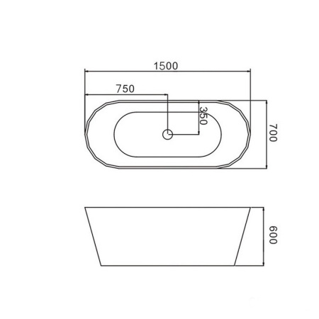 Акриловая ванна Grossman GR-2701B 150x70 черная глянцевая фото