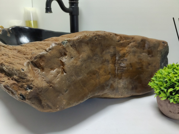 Накладная раковина из окаменелого дерева FSB-0416 (76*49*23) фото
