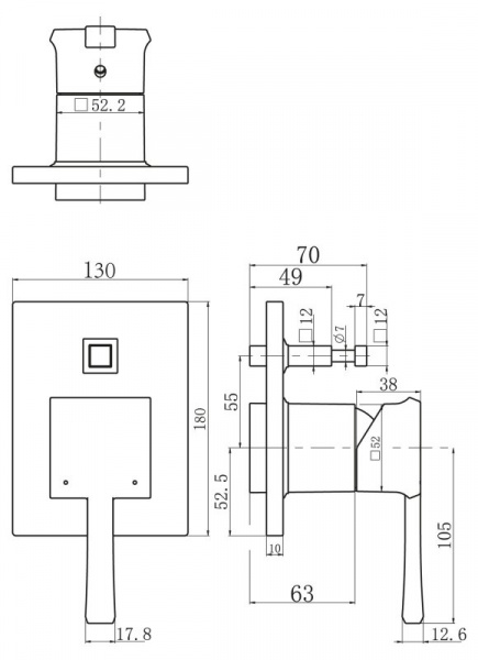 Вентиль для душа BelBagno Mille MIL-BASM-CRM фото