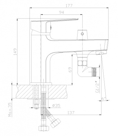 Смеситель на борт ванны Rossinka S S35-38 фото