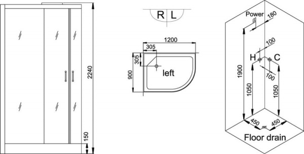 Душевая кабина Grande Home WS103L/S6/BB 120x90 R фото