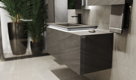 Тумба с раковиной подвесная Jorno Incline 110 Inc.01.110/P/Bet/JR бетон / с подсветкой фото