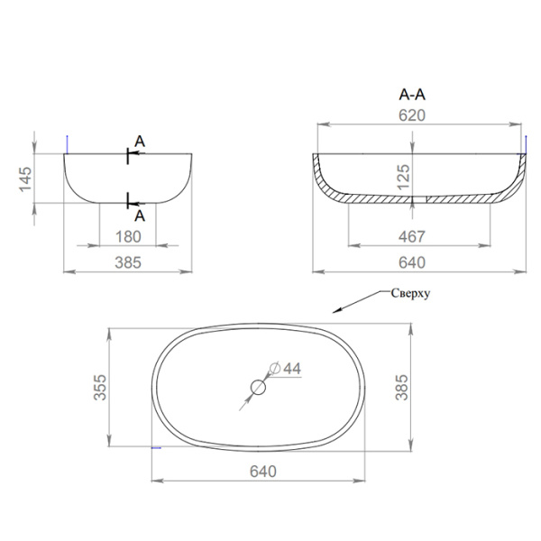 Накладная раковина Salini Gloria 1102205M 64x38 белая матовая фото
