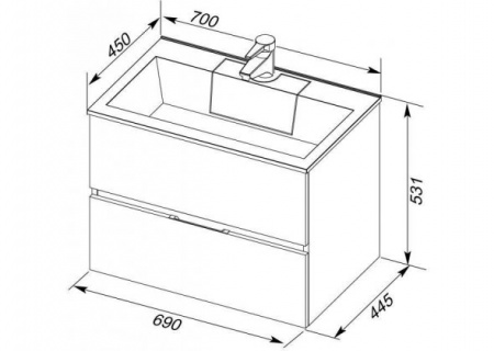 Тумба с раковиной Aquanet Алвита 70 00212680 фото