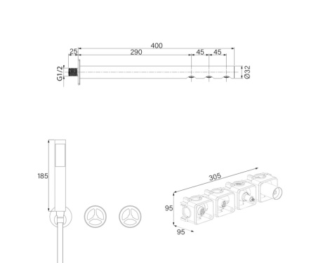 Душевая система скрытого монтажа Bronze de Luxe Liberty 5011GG-F графит фото