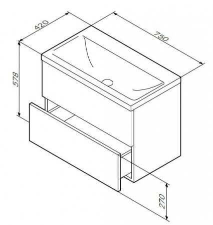 Тумба под раковину Am.Pm Gem M90FHX07522WG 75 см фото