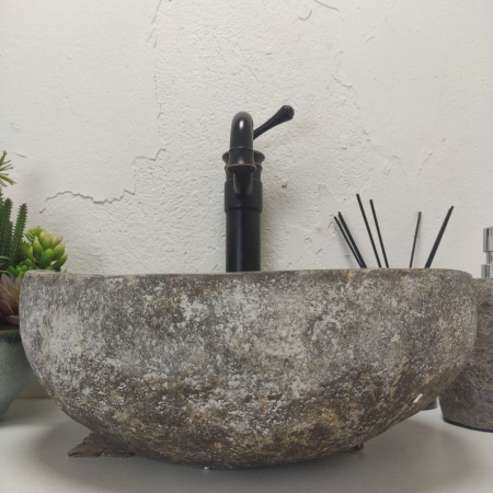 Накладная раковина из речного камня RS01504 (38*32*14) фото