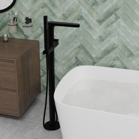 Напольный смеситель для ванны и душа WasserKRAFT Fulda 5221 черный матовый фото