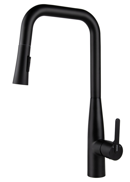 Смеситель для кухни с выдвижной лейкой Kaiser Claro 22144-9 черный матовый фото