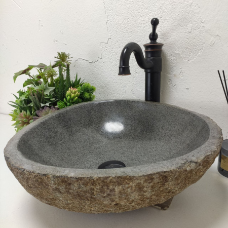 Накладная раковина из речного камня RS01531 (43*41*15) C15 фото