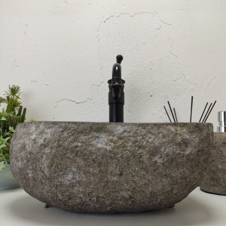 Накладная раковина из речного камня RS01445 (38*31*15) фото