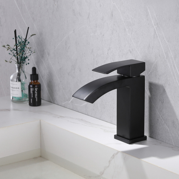 Смеситель для раковины Abber Wasserfall AF8610B черный матовый фото