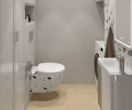 Подвесной унитаз безободковый Bronze de Luxe Terrazzo 2092-W с сиденьем фото