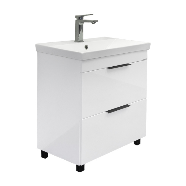 Тумба с раковиной Comforty Кама 60Н 00-00018648 белая глянцевая фото