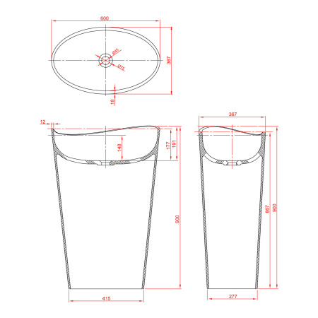 Напольная раковина Montebianco Onda Grande 13008 60x36 фото