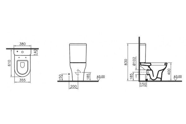 Унитаз компакт Vitra Zentrum Open-Back 9012B003-7204 с бачком и сиденьем Микролифт фото