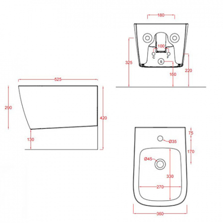 Биде подвесное Artceram A16 ASB001 01 00 bi фото