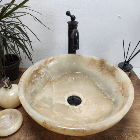 Накладная раковина из оникса Bowl Yellow Medium TinLip BO-00976 (45*45*15) фото