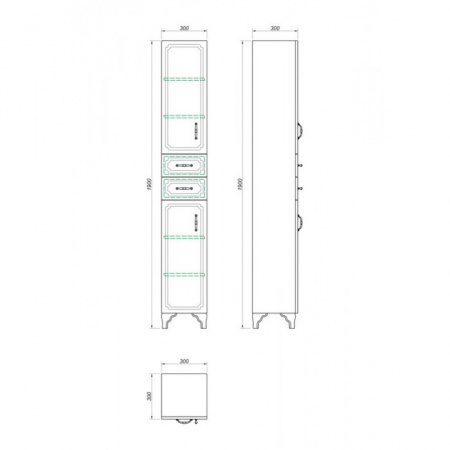 Шкаф-пенал Kaksa Патина 004498 бежевый с золотом фото