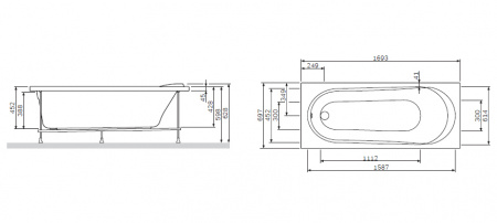Ванна акриловая Am.Pm Joy W85A-170-070W-A 170х70 фото
