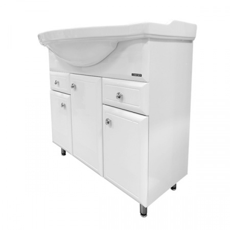 Тумба Comforty Сочи-100 белый глянец с раковиной Эльбрус-100 фото